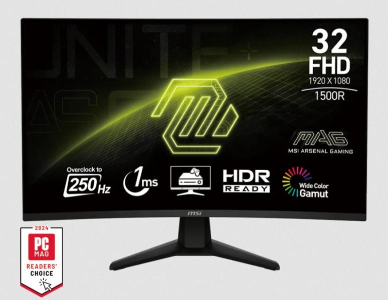 Монитор MSI MAG 32C6X, 31.5" (80 cm) FHD VA Curvature Display, 250Hz, 1ms, 3000:1, 250 cd/m2, HDMI, DP
