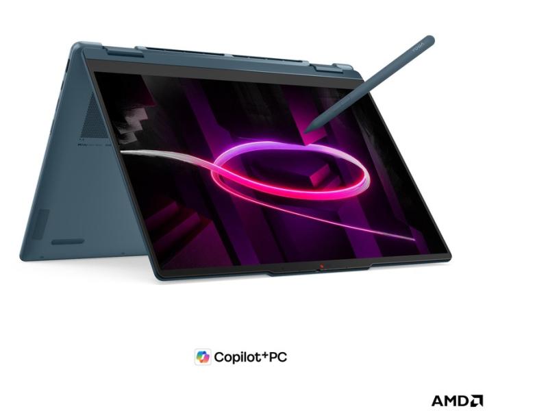 Лаптоп Lenovo Yoga 7 2-in-1 14AGP11, AMD Ryzen AI 7 445 6C (2.0 / 4.6 GHz, 8MB Cache), 14.0" (35.56 cm) WUXGA OLED Anti-fingerprint Display, Touchscreen, 24GB LPDDR5X, 1TB M.2 NVMe SSD, Free DOS