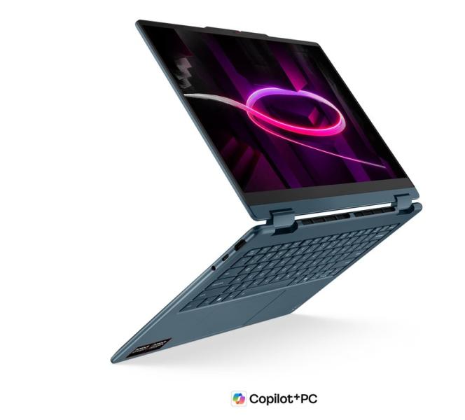 Лаптоп Lenovo Yoga 7 2-in-1 14AGP11, AMD Ryzen AI 7 445 6C (2.0 / 4.6 GHz, 8MB Cache), 14.0" (35.56 cm) WUXGA OLED Anti-fingerprint Display, Touchscreen, 24GB LPDDR5X, 1TB M.2 NVMe SSD, Free DOS