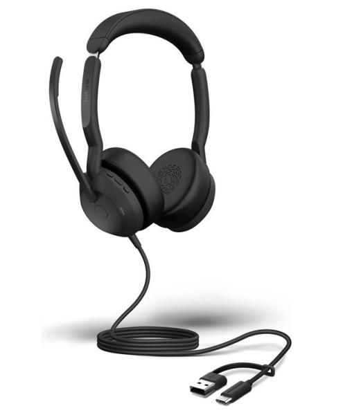 Слушалки Jabra Evolve2 50 UC Stereo, микрофон, Bluetooth/USB Type-A/C, Black