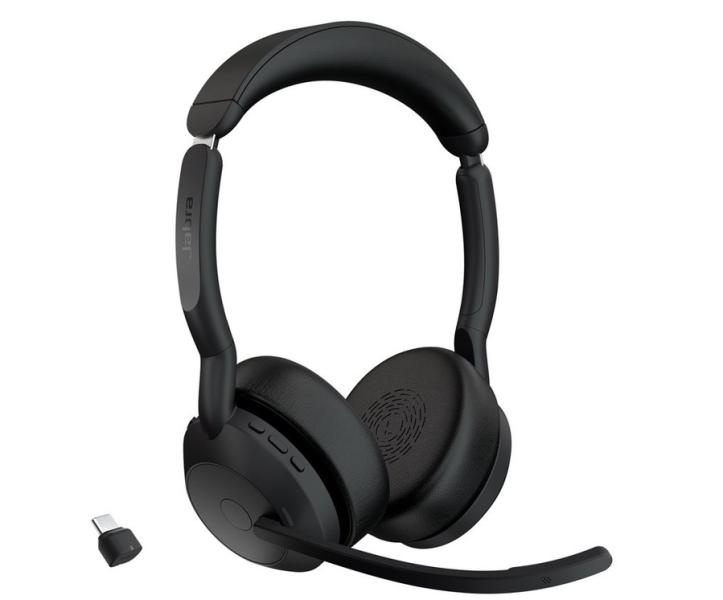 Слушалки Jabra Evolve2 55 Link380c UC Stereo, микрофон, Bluetooth/Wireless/USB Type-C, Black
