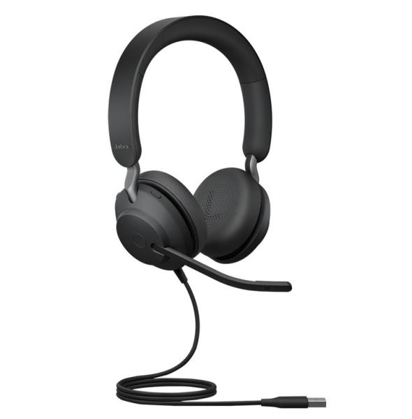 Слушалки Jabra Evolve2 40 SE UC Stereo, микрофон, USB Type-А/C, Black