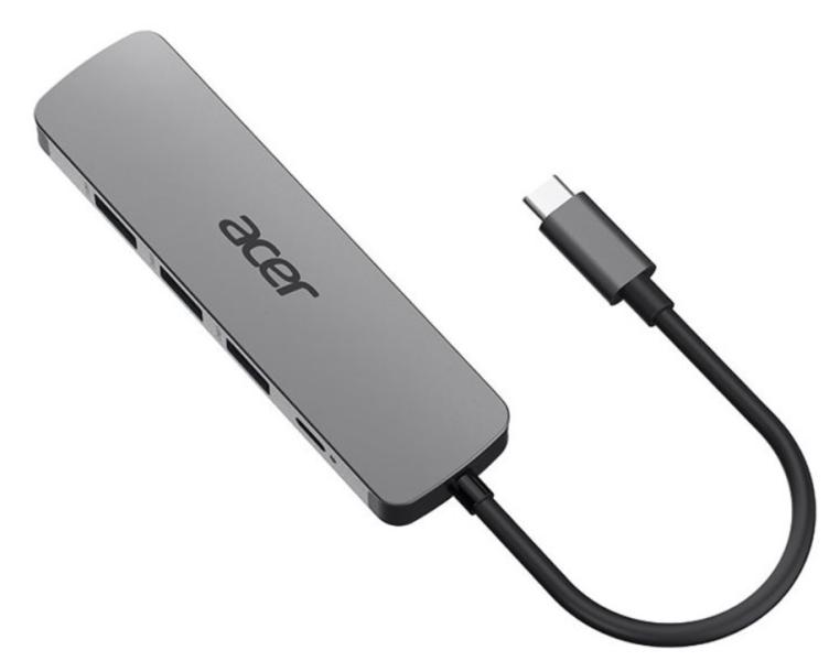 Мултипортов адаптер ACER 5in1, 3x USB 3.0 5Gbps, 1x HDMI 4K, 1x Type-C 100W PD