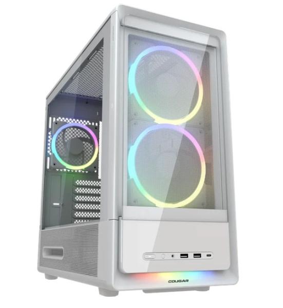 Кути COUGAR DUOAIR RGB White, Mid Tower, 2 x USB 3.0, 1 x USB Type-C 3.2, Mini ITX / Micro ATX / ATX