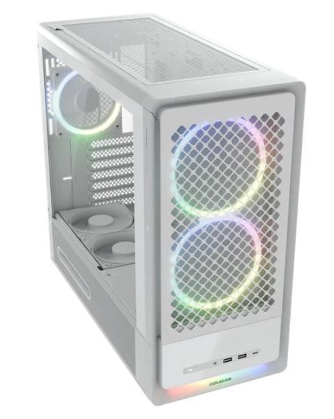 Кути COUGAR DUOAIR RGB White, Mid Tower, 2 x USB 3.0, 1 x USB Type-C 3.2, Mini ITX / Micro ATX / ATX