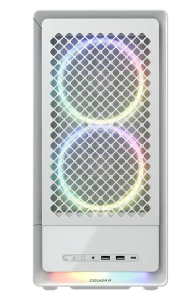 Кути COUGAR DUOAIR RGB White, Mid Tower, 2 x USB 3.0, 1 x USB Type-C 3.2, Mini ITX / Micro ATX / ATX
