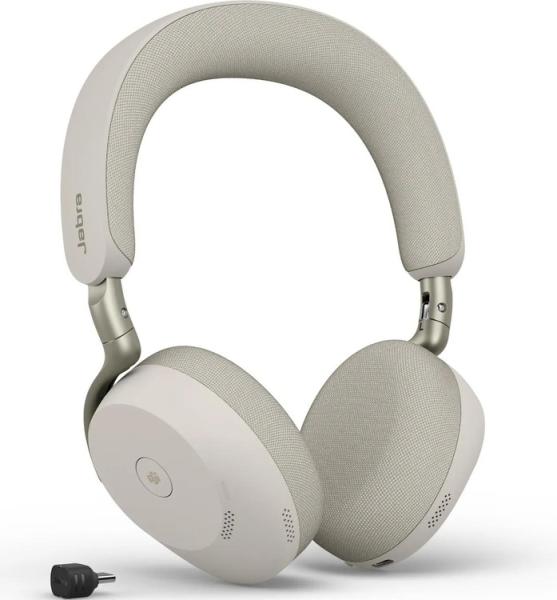 Слушалки Jabra Evolve3 75 MS + Link 390c, микрофон, Wireless/Bluetooth, USB-C, Warm Grey