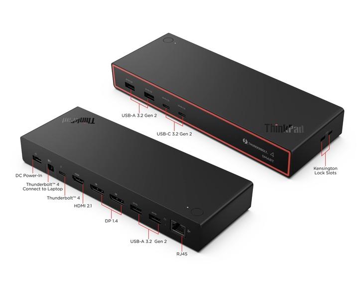 Докинг станция Lenovo ThinkPad Thunderbolt 4 Smart Dock Gen USB Type-C към 2x Thunderbolt 4, 2x USB-C 3.2 Gen 2, 4x USB-A 3.2 Gen 2, 2x DisplayPort 1.4, 1x HDMI 2.1, 1x RJ45
