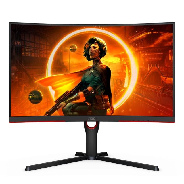 Монитор AOC CQ27G3SU/BK, 27" VA WLED, 2560x1440@165Hz, 4ms GtG, 1ms MPRT, 300cd/m2, 3000:1, DC 80M:1, FreeSync Premium, FlickerFree, Low Blue Light, 3Wx2, Tilt, Height Adjust, Swivel, 2xHDMI, DP, USB hub