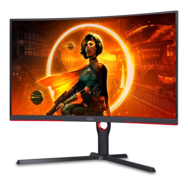 Монитор AOC CQ32G3SU/BK, 31.5" VA WLED, 2560x1440@165Hz, 4ms GtG, 1ms MPRT, 300cd/m2, 3000:1, DC 80M:1, Adaptative Sync, FlickerFree, Low Blue Light, 5Wx2, Tilt, Height Adjust, Swivel, 2xHDMI, DP, USB hub
