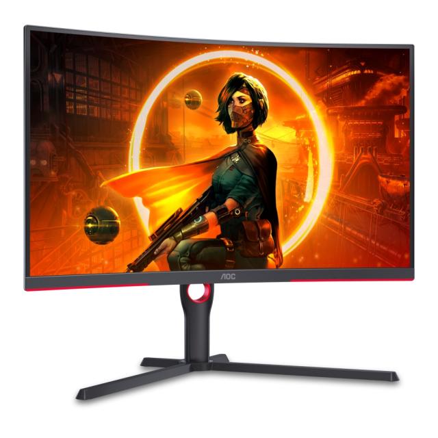 Монитор AOC CQ32G3SU/BK, 31.5" VA WLED, 2560x1440@165Hz, 4ms GtG, 1ms MPRT, 300cd/m2, 3000:1, DC 80M:1, Adaptative Sync, FlickerFree, Low Blue Light, 5Wx2, Tilt, Height Adjust, Swivel, 2xHDMI, DP, USB hub