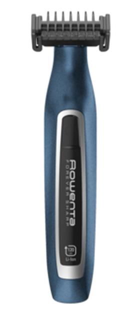 Тример Rowenta TN6030F4  Hybrid Forever Sharp blue, beard, waterproof 3-in-1, self-sharpening blades, 100% stainless steel, 120min autonomy, charging time 1h30min, 5 dual-sided combs, cleaning brush & oil, USB charging cable, anti-shock travel case