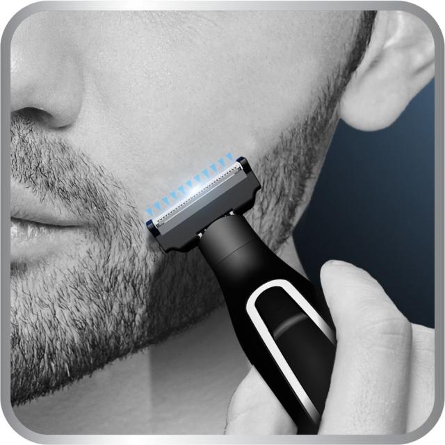 Тример Rowenta TN6030F4  Hybrid Forever Sharp blue, beard, waterproof 3-in-1, self-sharpening blades, 100% stainless steel, 120min autonomy, charging time 1h30min, 5 dual-sided combs, cleaning brush & oil, USB charging cable, anti-shock travel case