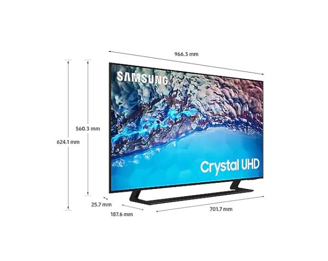 Телевизор Samsung 43" 43BU8572 4K UHD LED TV, SMART, Crystal Processor 4K, HDR 10+, Mega Contrast, Q-Symphony, Dolby Digital Plus , 3xHDMI, 2xUSB, Wi-Fi 5, Bluetooth 5.2, Frameless, Tizen, Black