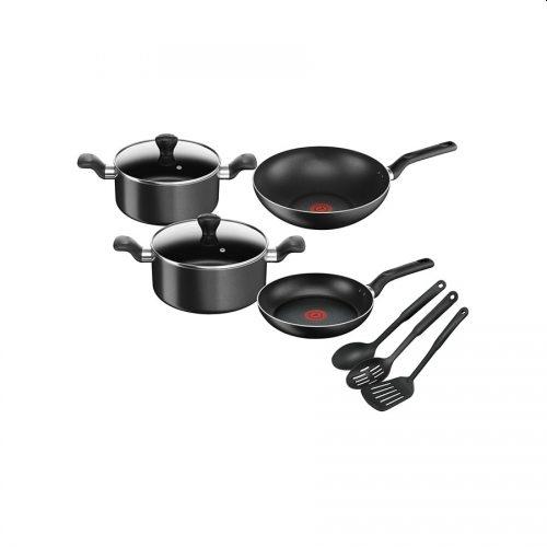 Комплект тигани и тенджери Tefal B143S986, Super Cook 9 pc set frypan 24 cm, wokpan 28 cm, stewpots 22/24 cm, spoon, slotted spoon, slotted spatula