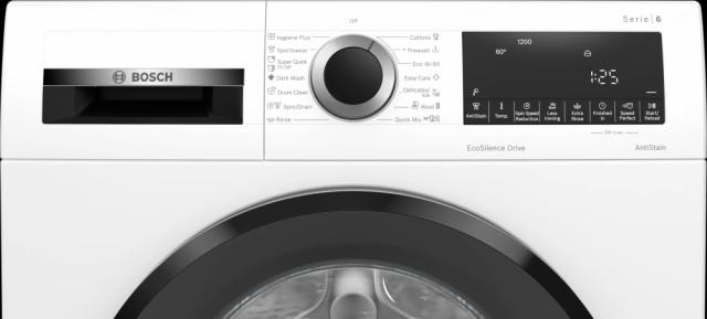 Пералня Bosch WGG14202BY SER6 Washing machine 9kg, 1200 rpm, AntiStain function, EcoSilence Drive, AllergyPlus, SpeedPerfect, Energy class A, Spin efficiency B, 48l, 71 dB, white-black gray door