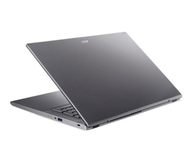 Лаптоп Acer Aspire 5, A517-53G-531M, Intel Core i5-1240P (up to 4.40GHz, 12MB), 17.3" FHD IPS (1920x1080), HD Cam, 8GB DDR4 (up to 32GB), 512GB PCIe NVMe SSD, nVidia GeForce RTX 2050 4GB GDDR6, 802.11ax, BT 5.1, Finger Print Reader, Linux, Gray