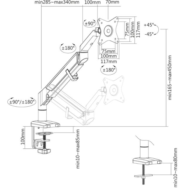 Стойка Neomounts by Newstar Desk Mount ultra flat (clamp/grommet)