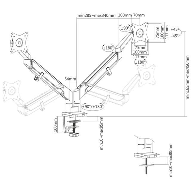 Стойка Neomounts by Newstar Desk Mount ultra flat (clamp/grommet)