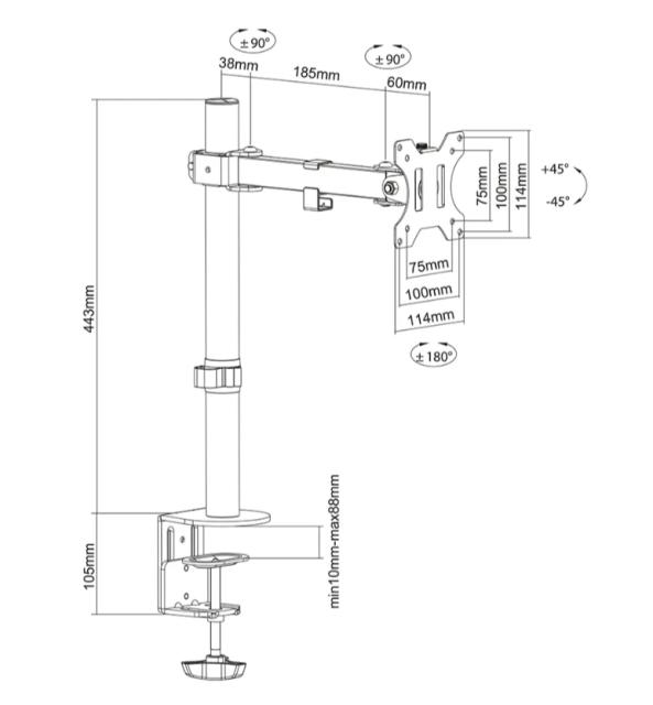 Стойка Neomounts by Newstar Desk Mount 2 pivots (clamp/grommet)
