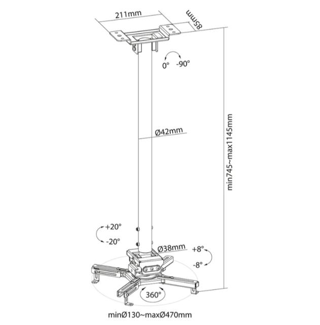 Стойка Neomounts by Newstar Projector Ceiling Mount (height adjustable: 74-114 cm)