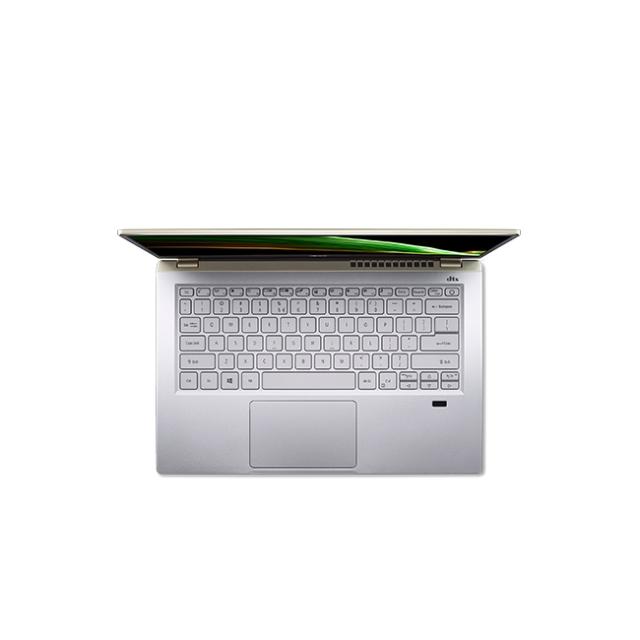 Лаптоп Acer Swift X, SFX14-41G-R55L, AMD Ryzen 7 5800U (Up to 4.4GHz, 16MB), 14" IPS FHD (1920x1080), 16GB DDR4 (8GB onboard), 1024GB PCIe SSD, RTX3050 4GB DDR6, WiFi 6AX+BT, HD Cam. with 2Mic., FPR, Win 10 Pro, Gold&Silver+Acer 7in1 Type C dongle