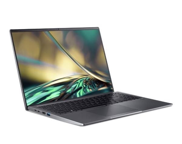 Лаптоп Acer Swift X, SFX16-51G-73UE, Intel Core i7-11390H (3.40GHz up to 5.00GHz, 12MB), 16.1" FHD IPS, 16GB DDR4 onbord, 1024GB PCIe SSD, GeForce RTX3050Ti GDDR6, FPR, WiFi6ax+BT 5.0, Backlit KB, Win 11 Home, Steel Gray+Acer 7in1 Type C dongle