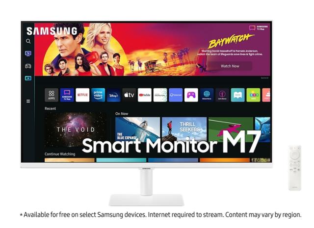 Монитор Samsung 32BM701, 32" VA LED, SMART, 60 Hz, 4 ms GTG, 3840x2160, 300 cd/m2, 3000:1, HDR 10, Eye Saver, Flicker Free, Auto Source Switch+, USB-C, 3xUSB 2.0, 2xHDMI 2.0, Wi-Fi 5, Bluetooth 4.2, Speakers, 178°/178°, White