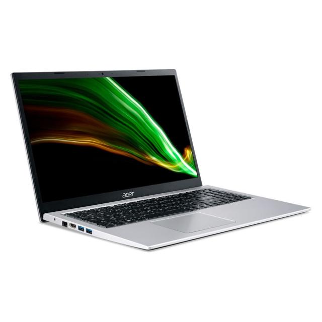 Лаптоп Acer Aspire 3, A315-58G-38LD, Intel Core i3-1115G4 (up to 4.1 GHz, 6MB), 15.6" FHD (1920x1080) AG LED, HD Cam, 8GB DDR4 (4GB onboard), 512GB SSD PCIe, NVIDIA Geforce MX350 2GB DDR5, 802.11ac, BT 5.0, Finger Print Reader, Linux, Silver