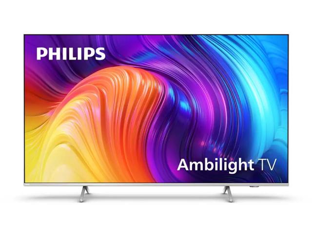 Телевизор Philips 43PUS8507/12, 43" THE ONE, UHD 4K LED 3840x2160, DVB-T2/C/S2, Ambilight 3, HDR10+, HLG, Android 11, Dolby Vision, Dolby Atmos, Quad Core P5 Perfect/Al, 60Hz, BT 5, eArc HDMI, USB, Cl+, 802.11ac, LAN, 20W RMS, Swivel Stand, Silver