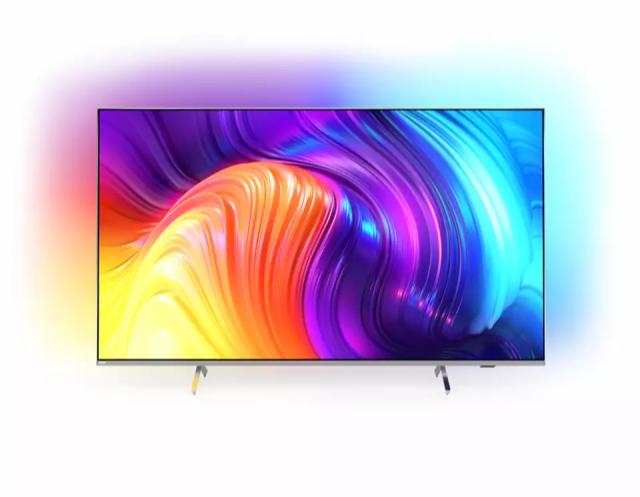 Телевизор Philips 43PUS8507/12, 43" THE ONE, UHD 4K LED 3840x2160, DVB-T2/C/S2, Ambilight 3, HDR10+, HLG, Android 11, Dolby Vision, Dolby Atmos, Quad Core P5 Perfect/Al, 60Hz, BT 5, eArc HDMI, USB, Cl+, 802.11ac, LAN, 20W RMS, Swivel Stand, Silver