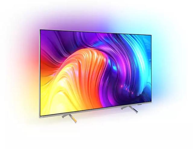 Телевизор Philips 43PUS8507/12, 43" THE ONE, UHD 4K LED 3840x2160, DVB-T2/C/S2, Ambilight 3, HDR10+, HLG, Android 11, Dolby Vision, Dolby Atmos, Quad Core P5 Perfect/Al, 60Hz, BT 5, eArc HDMI, USB, Cl+, 802.11ac, LAN, 20W RMS, Swivel Stand, Silver