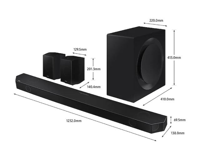 Аудио система Samsung HW-Q990B Soundbar 656 Watts 11.1.4ch, Wireless Dolby Atmos, Q-Symphony, SpaceFit Sound+, Black