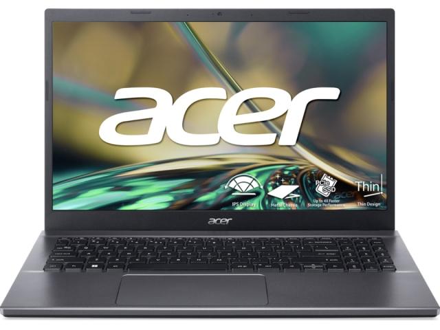 Лаптоп Acer Aspire 5, A515-57G-59YF, Intel Core i5-1235U (3.30 GHz up to 4.40 GHz, 12MB), 15.6" FHD IPS SlimBezel, 8 GB DDR4 (4+4), 512GB PCIe NVMe SSD, NVIDIA GeForce MX550 2GB DDR6, WIFI AX, BT, HD Cam, KB Backlight, Fingerprint reader, Linux, Gray
