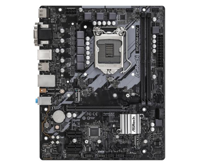 Дънна платка ASRock B560M-HDV R2.0, B560, LGA1200, 2 x DDR4, (DP&HDMI&VGA), PCI-E 4.0,  4x SATA 6Gb/s, 1x M.2, 1 x USB 3.2 Gen1, Micro ATX