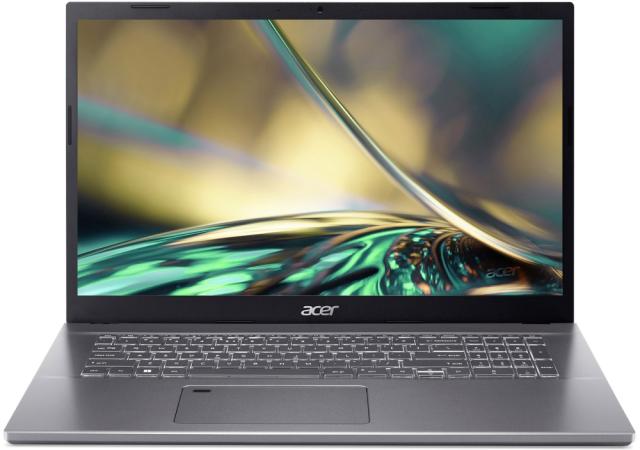 Лаптоп Acer Aspire 5, A517-53G-7118, Intel Core i7-1255U (3.5GHz up to 4.70GHz, 12MB), 17.3" FHD IPS slim bezel LCD, 8 GB DDR4, 512GB PCIe NVMe SSD, NVIDIA GeForce MX550 2GB DDR6, WIFI AX, BT, HD Cam, KB Backlight, Fingerprint reader, Linux, Gray