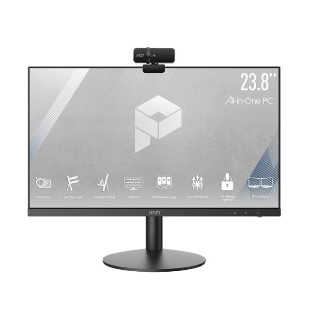 Настолен компютър - всичко в едно MSI PRO AP241 11M-244EU, AiO, i3-10105 (4C/8T 3.7GHz up to 4.40 GHz), 23.8" IPS (1920x1080) MSI Eye Care, 8GB DDR4 SO-DIMM (1 slot free up to 64GB), 256GB SSD M.2 PCIE, 1x 2.5” free, Intel WiFi, BT 5.1, COM PORT, Win