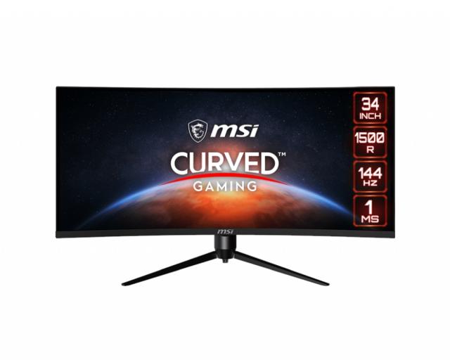 Монитор MSI Optix MAG342CQR, 34", 144Hz, 1ms, VA, 3440x1440 UWQHD, 21:9, AG, Curve 1500R, Night Vision, Anti-Flicker, Adaptive-Sync, 300 cd/m2, Contrast 4000:1, 2x HDMI (2.0), DP 1.4, Height Adj 90mm, Tilt, Swivel, Pivot, Frameless, VESA75, 9S6-3DB65