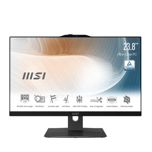 Настолен компютър - всичко в едно MSI Modern AM242 11M-860EU, AiO, i5-1135G7 2.4GHz, 23.8" IPS (1920x1080 FHD) AG, Built-in Webcam, RAM 8GB (up to 64GB), 512GB SSD M.2 PCIE, 1x 2.5” Storage Rapid Upgrade Design, WiFi, BT 5.1, Windows 11 Home, Heigh a
