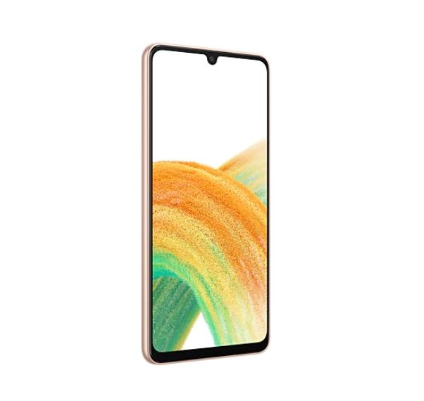 Мобилен телефон Samsung SM-A336 GALAXY A33 5G 128 GB, Octa-Core (2x2.4 GHz, 6x2.0 GHz), 6 GB RAM, 6.4" 1080x2400 90 Hz, 48.0 MP + 8.0 MP + 5.0 MP + 2.0 MP + 13.0 MP Selfie, 5000 mAh, 5G, Peach
