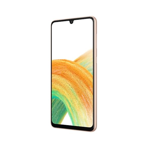 Мобилен телефон Samsung SM-A336 GALAXY A33 5G 128 GB, Octa-Core (2x2.4 GHz, 6x2.0 GHz), 6 GB RAM, 6.4" 1080x2400 90 Hz, 48.0 MP + 8.0 MP + 5.0 MP + 2.0 MP + 13.0 MP Selfie, 5000 mAh, 5G, Peach