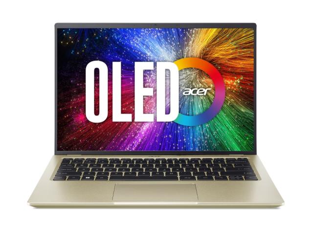 Лаптоп Acer Swift 3, SF314-71-704M, Intel Core i7-12650H (2.30 GHz up to 4.70 GHz, 24MB), 14" 2.8K OLED, 16 GB LPDDR5, 1024GB PCIe NVMe SSD, Intel UHD, WIFI 6E, BT, FHD Cam, Backlight KBD, Fingerprint reader, Windows 11 Home, Gold