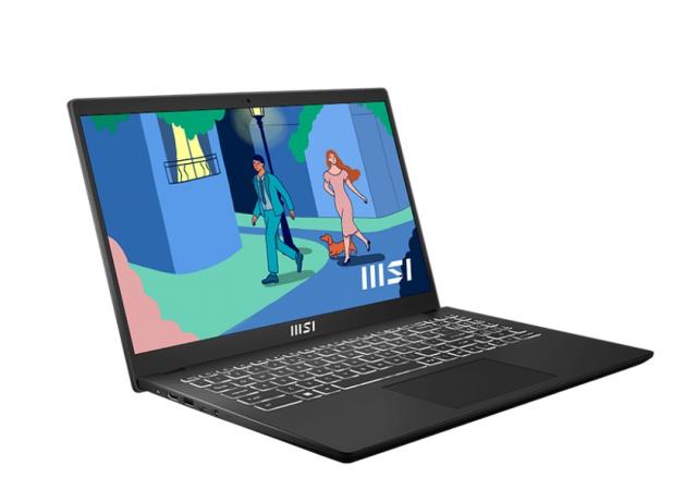 Лаптоп MSI Modern 15 B12M, i5-1235U (10C/12T, up to 4.40 GHz, 12 MB), 15.6" FHD (1920x1080) IPS-Level, Iris Xe Graphics (1.20 GHz, 80EU), Onboard DDR4 8GB (3200MHz), 512GB PCIe Gen3x4 SSD, Intel Wi-Fi 6, backlight KB(White), 3 cell, 39.3Whr, 2Y, 1.7 
