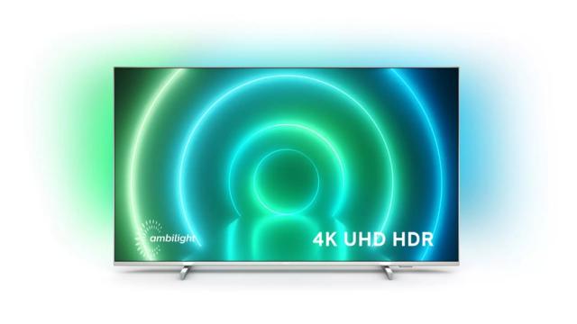 Телевизор Philips 55PUS7956/12, 55" UHD 4K LED 3840x2160, DVB-T2/C/S2, Ambilight 3, HDR10+, HLG, Android 10, 60Hz, BT 5.0, HDMI 2.1 VRR, ARC, USB, Cl+, 802.11n, Lan, 20W RMS, Borderless design, Silver+Sunne ET TV Bracket, 37"-70", max 35kg, max. VESA