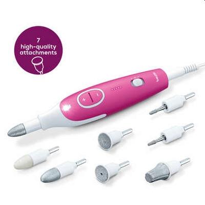 Комплект за маникюр/педикюр Beurer MP 44  Manicure / pedicure set; Includes Nail care set, 7 attachments; adjustable speed; Individually adjustable intensity from 0 to 15, left/right rotation; Magic LED display; LED light, Protective cap, storage bag