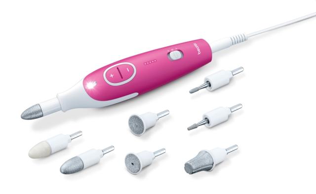 Комплект за маникюр/педикюр Beurer MP 44  Manicure / pedicure set; Includes Nail care set, 7 attachments; adjustable speed; Individually adjustable intensity from 0 to 15, left/right rotation; Magic LED display; LED light, Protective cap, storage bag