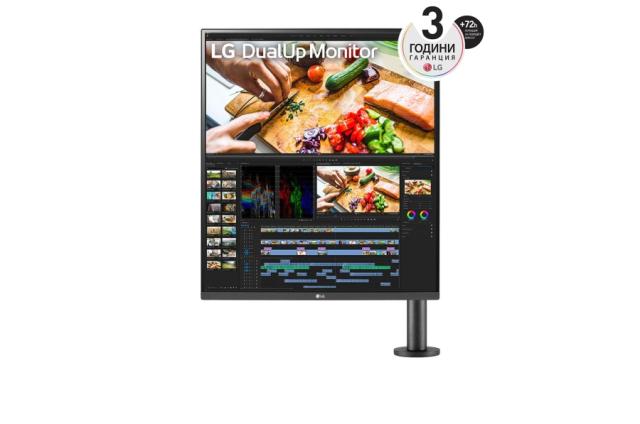 Монитор LG 28MQ780-B, 27.6" 16:18 DualUp Monitor, SDQHD Ergo (2560x2880) Nano IPS Display, DCI-P3 98%, 5ms, 1000:1, 300 cd/m2, HDR10, Speaker MAXX Audio, USB type-C, HDMI, Reader Mode, DP, PBP, Built-in KVM, Tilt/Height/Swivel/Pivot/Extend/Retract, B