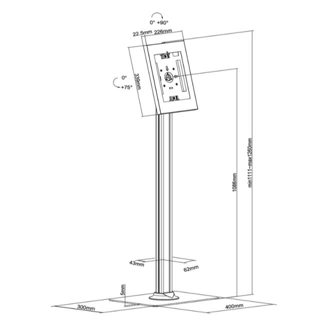 Стойка Neomounts by Newstar floor stand, lockable tablet casing for Apple iPad, PRO, Air & Samsung Galaxy Tab