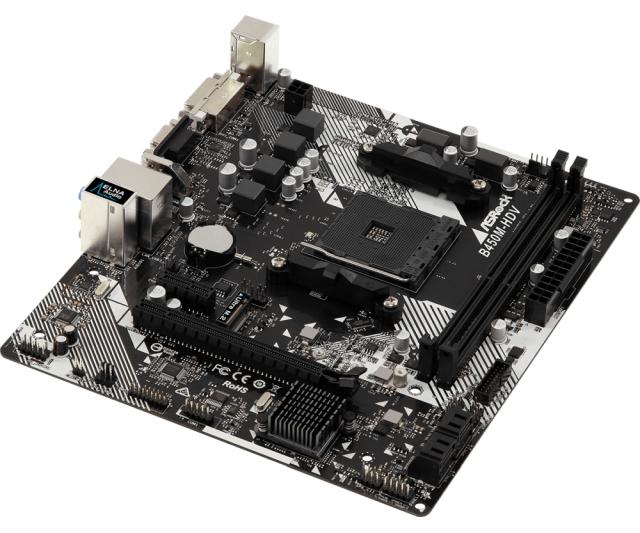 Дънна платка ASRock B450M-HDV R4.0, B450, AM4, DDR4, PCI-E, 4x SATA 6Gb/s, 1x Ultra M.2 Socket, 4x USB 3.1, HDMI, DVI, VGA, Micro ATX
