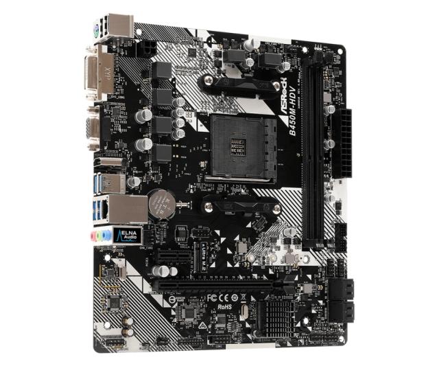 Дънна платка ASRock B450M-HDV R4.0, B450, AM4, DDR4, PCI-E, 4x SATA 6Gb/s, 1x Ultra M.2 Socket, 4x USB 3.1, HDMI, DVI, VGA, Micro ATX